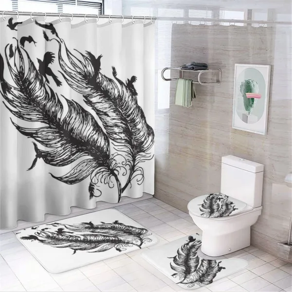 Flying Bird Silhouettes on a shower curtain
