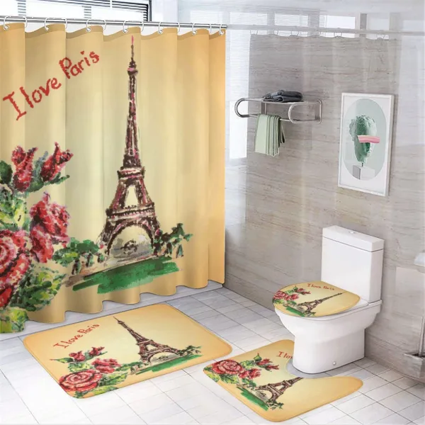 Love in Paris Eiffel on a shower curtain