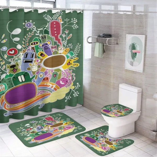 Monsters and Animals on a shower curtain