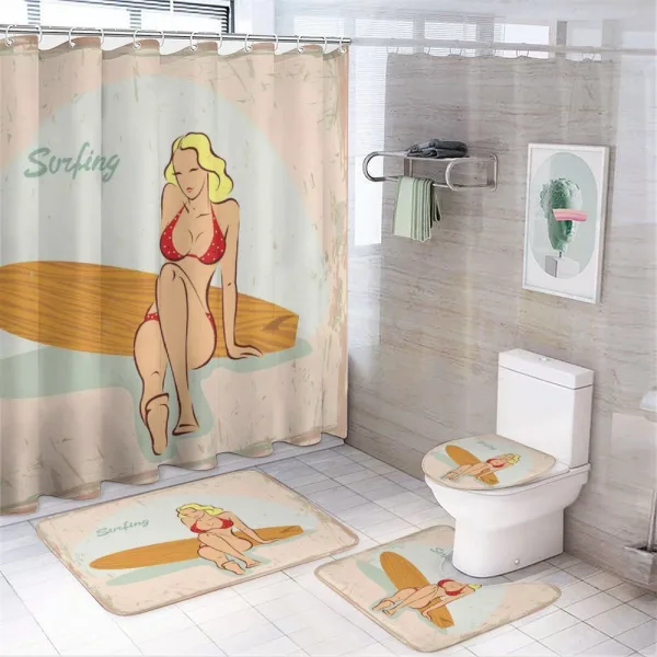 PolkDotted Bikini on a shower curtain