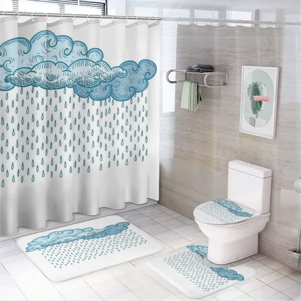 Rain Cloud Sketch Fall on a shower curtain