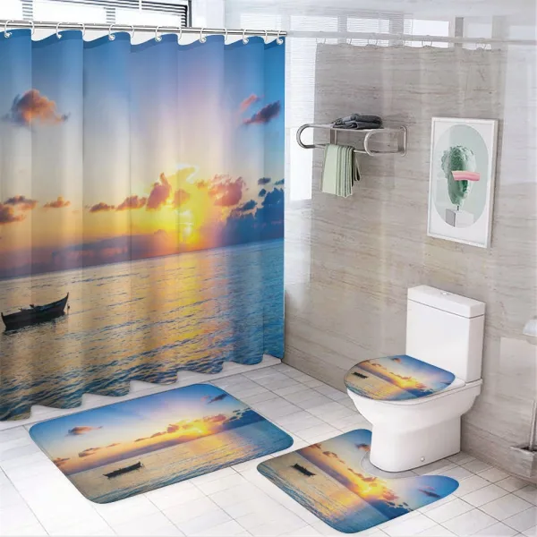 Rising Sun Sea Maldives on a shower curtain