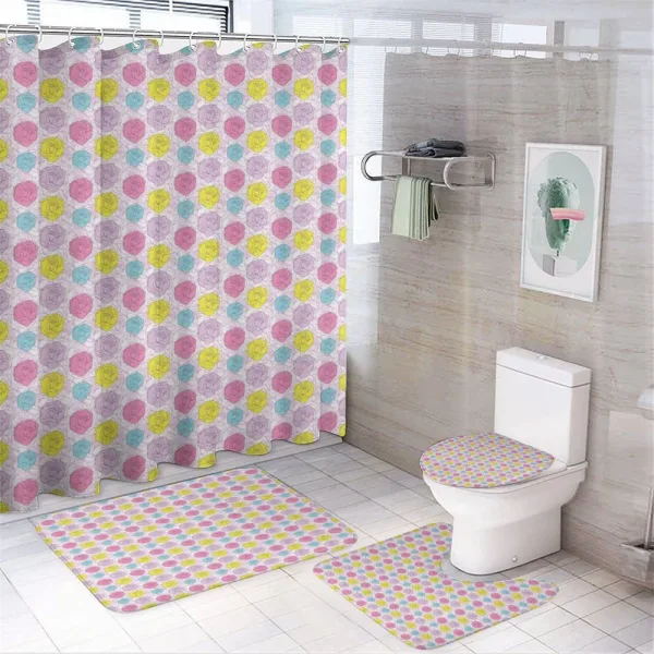 Vivid Symetric Petals on a shower curtain