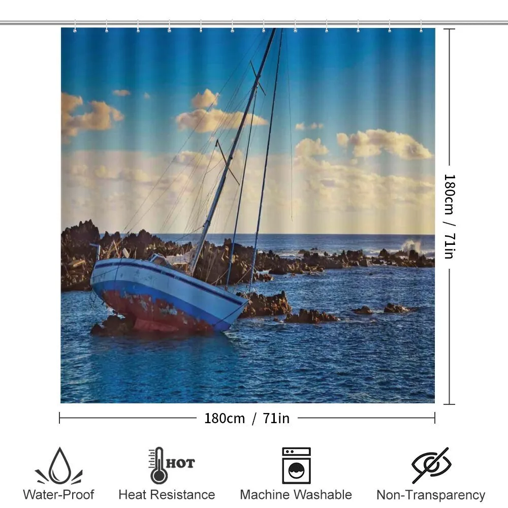 Yacht on Rocks Harbor — Detail 2