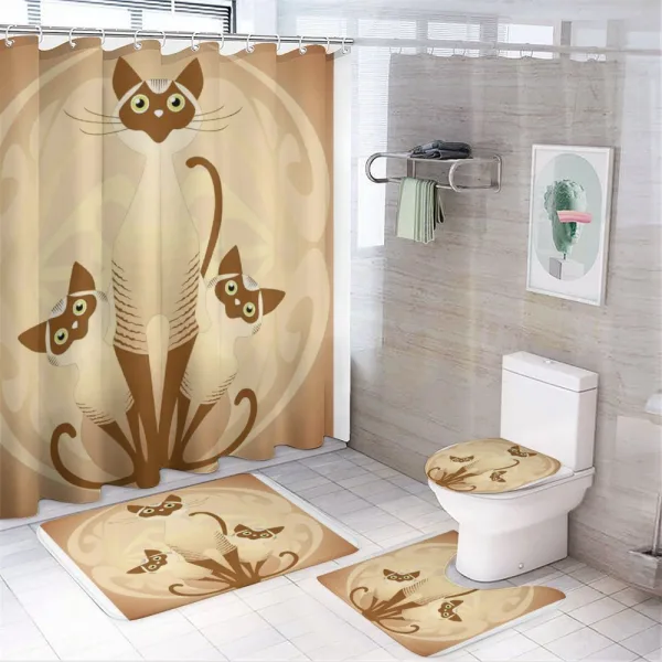 3 Siamese Cats on a shower curtain