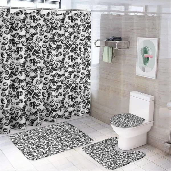 Black Grunge Java Seeds on a shower curtain