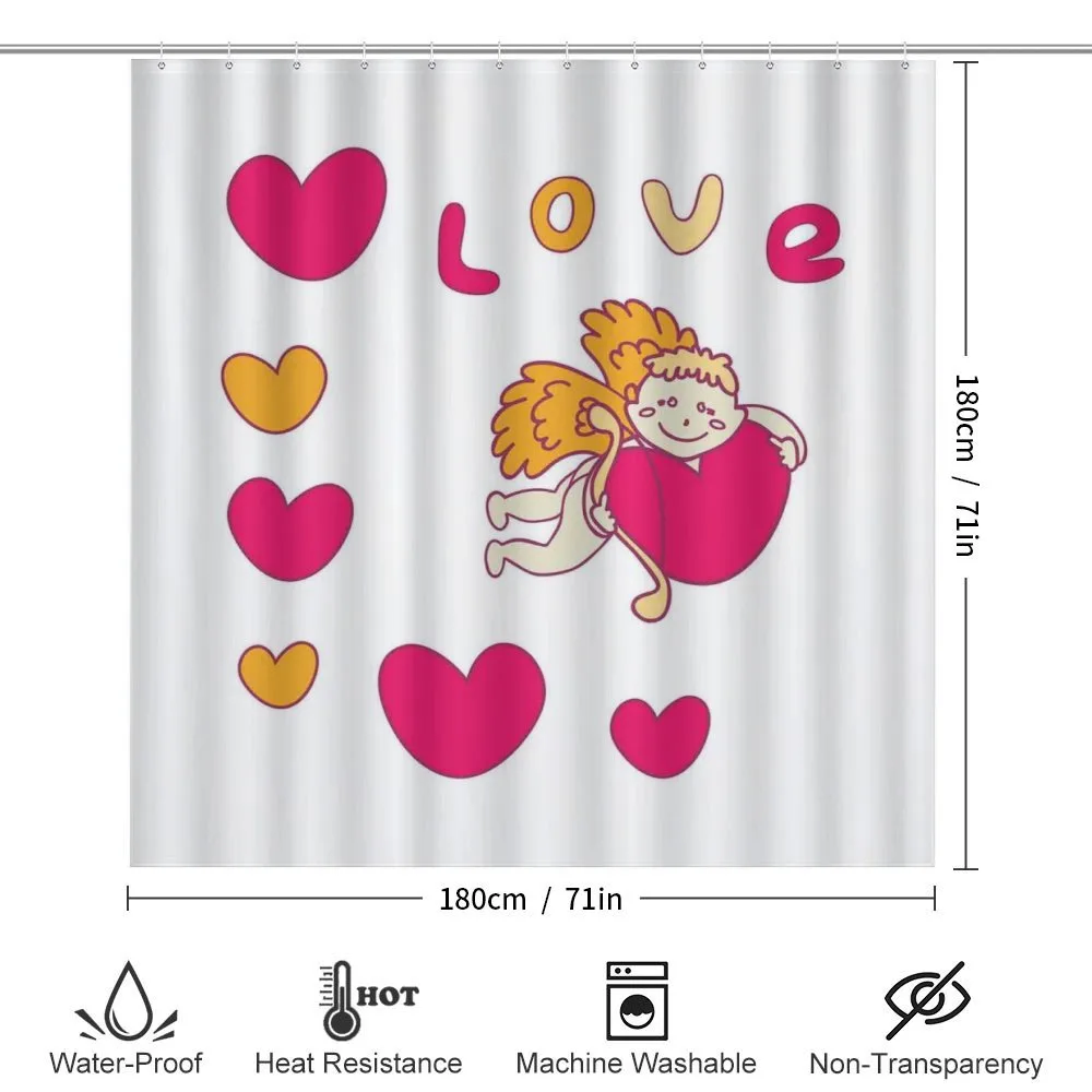 Cartoon Cupid Hugs a Heart — Detail 2