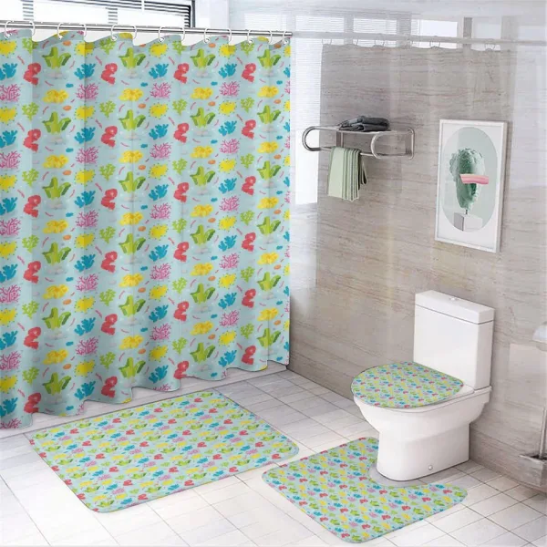 Colorful Seaweed Coral on a shower curtain