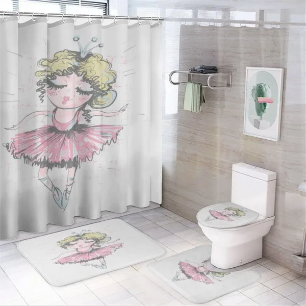 Curly Hair Blonde Dancer on a shower curtain