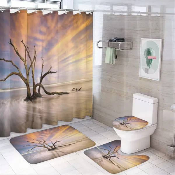 Dead Tree Sun Driftwood on a shower curtain