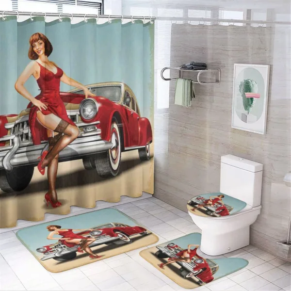 Dutch Haircut Style on a shower curtain