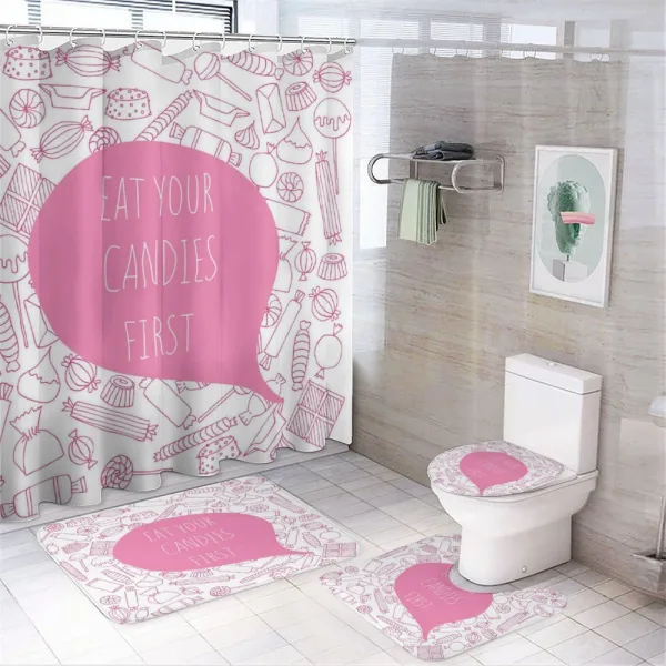 Eat Your Candies First on a shower curtain