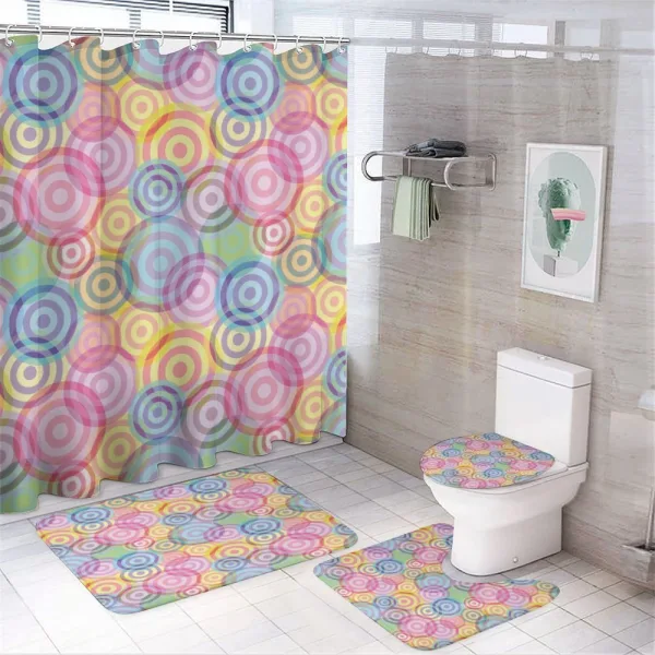 Geometric Circles Rounds on a shower curtain
