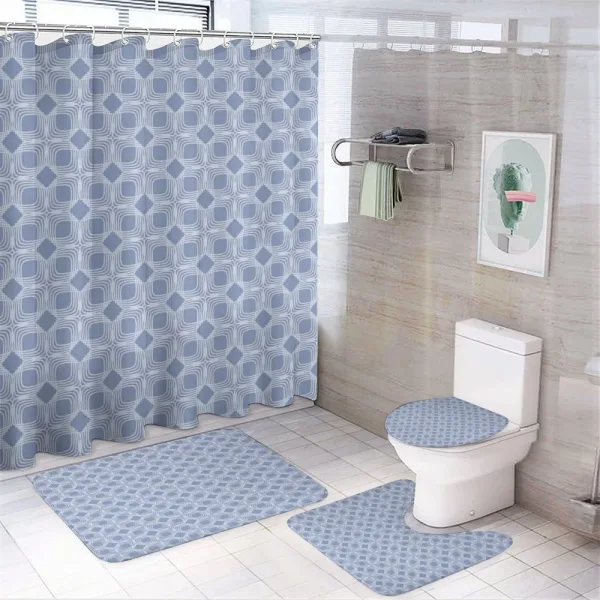 Geometric Squares Design on a shower curtain