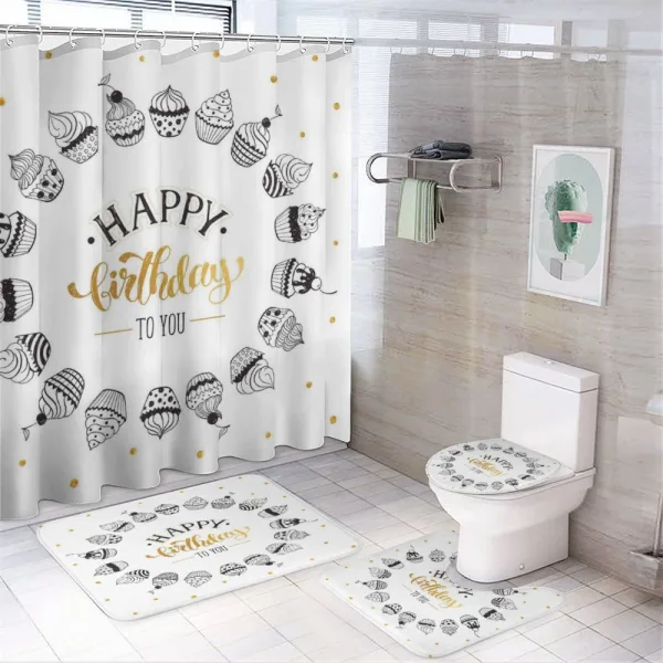 Happy Birthday to You Words on a shower curtain