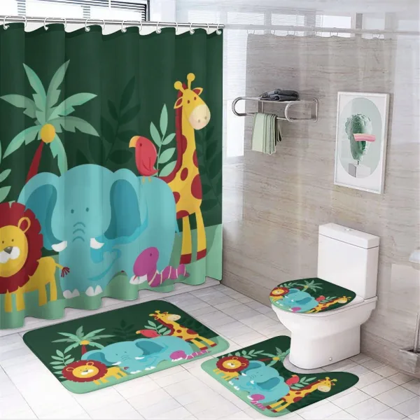 Nursery Jungle Composition on a shower curtain