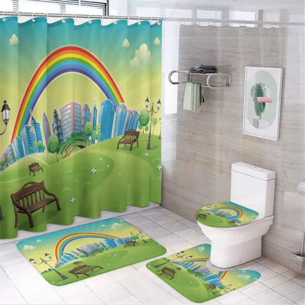 Rainbow Beams Flowers on a shower curtain