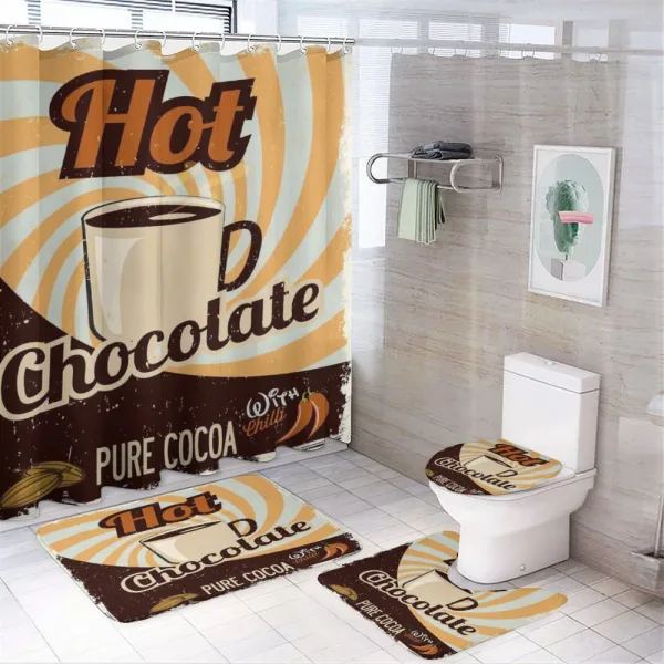 Retro Hot Beverage on a shower curtain