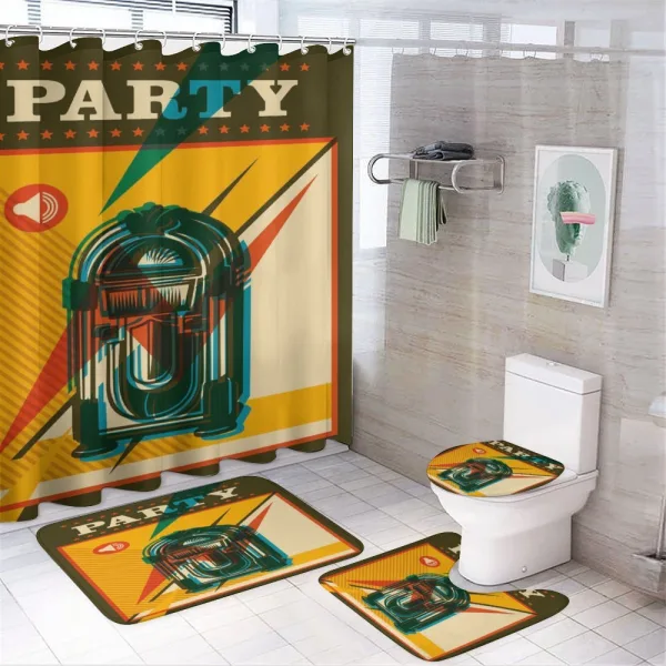 Retro Old Music Jukebox on a shower curtain