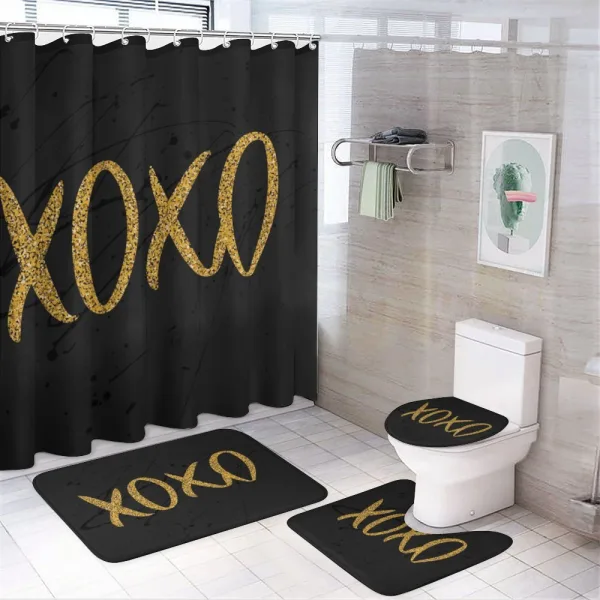 Romance Love Kisses Dark Print on a shower curtain