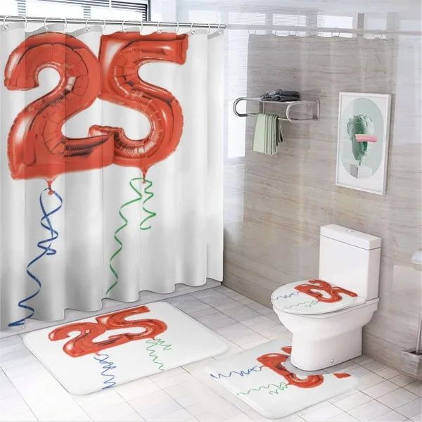 Vivid Balloons in Red on a shower curtain