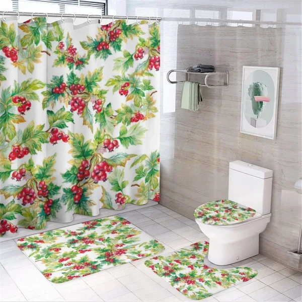 Watercolor Berries Winter on a shower curtain