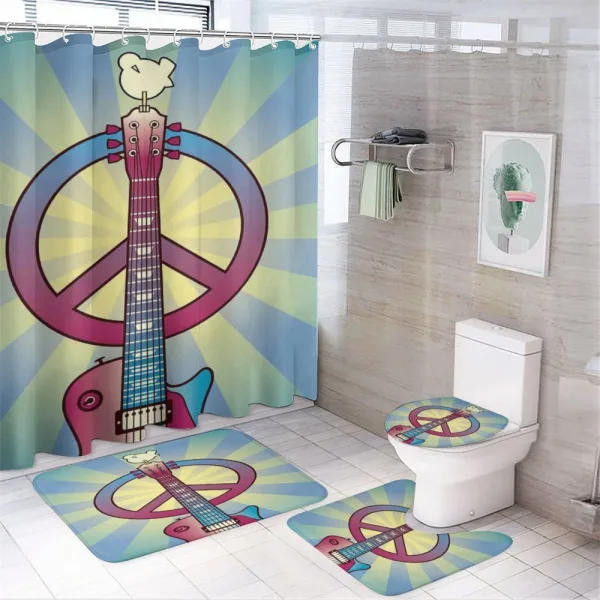 Woodstock Music Theme on a shower curtain