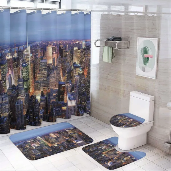Aerial View of NYC on a shower curtain