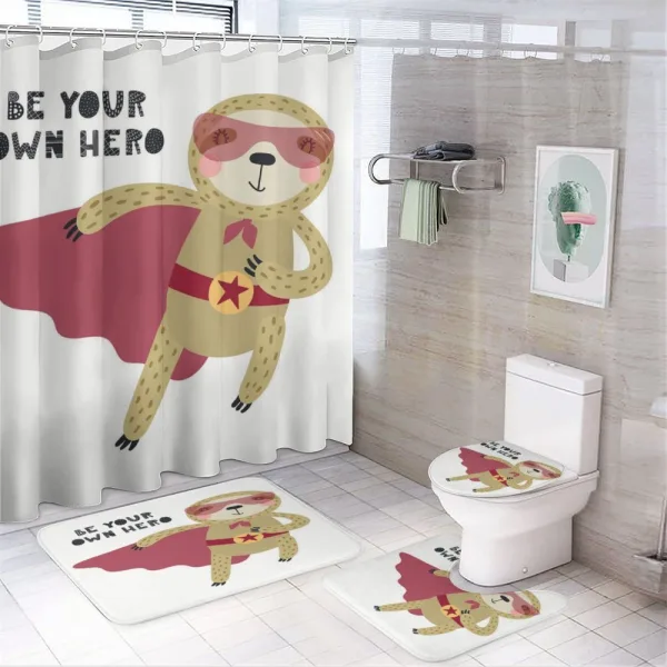 Be Your Own Hero Motto on a shower curtain