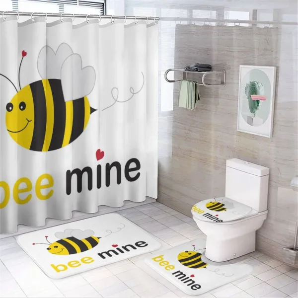 Bee Mine Romantic Cartoon on a shower curtain