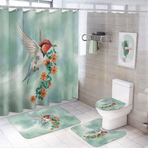 Bird with Flower Branch on a shower curtain