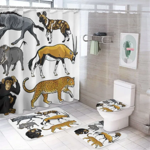 Cartoon Wild Animals Africa on a shower curtain