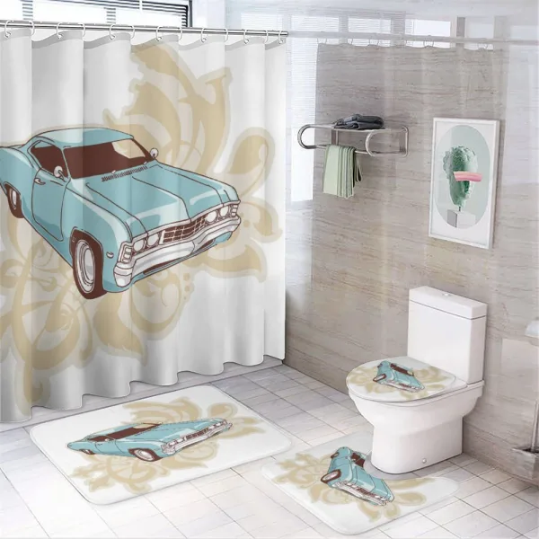 Classical Sports Car Retro on a shower curtain