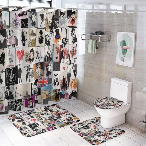 Collage Fashion Modern on a shower curtain