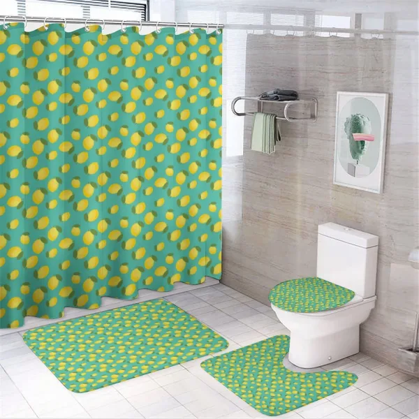 Colorful Citrus Leaves Art on a shower curtain