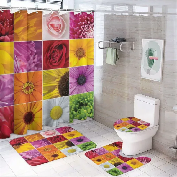 Colorful Flowers Rose on a shower curtain