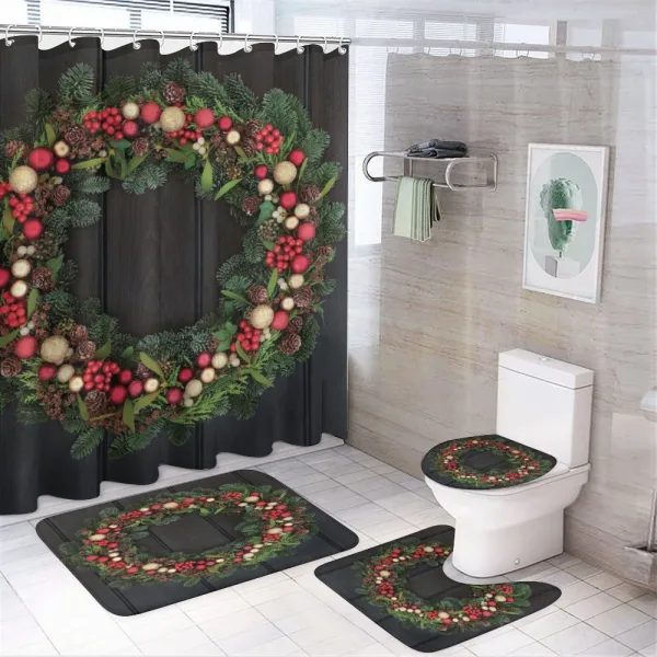 Fir Xmas Wreath on a shower curtain