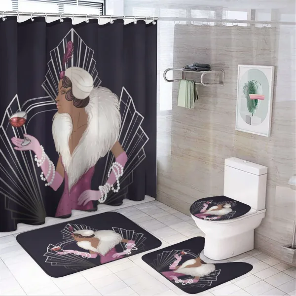 Fur Collar Lady on a shower curtain