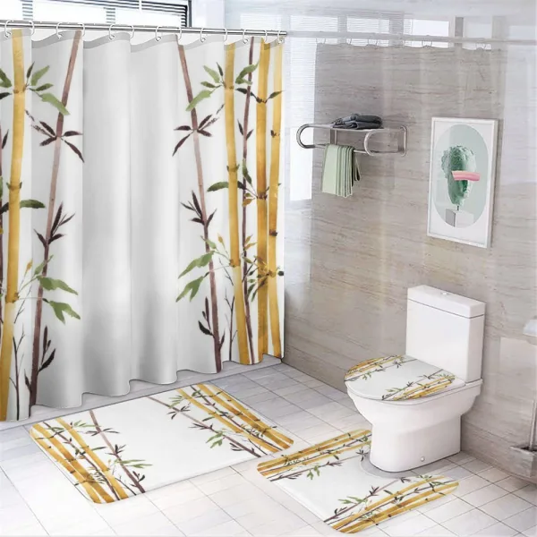 Hand Drawn Bamboos Leaf on a shower curtain