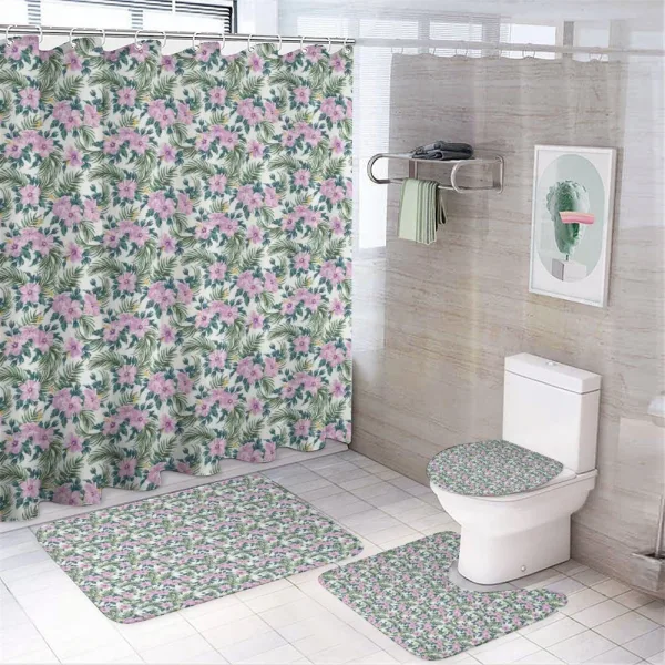 Hibiscus Botanic Palm on a shower curtain