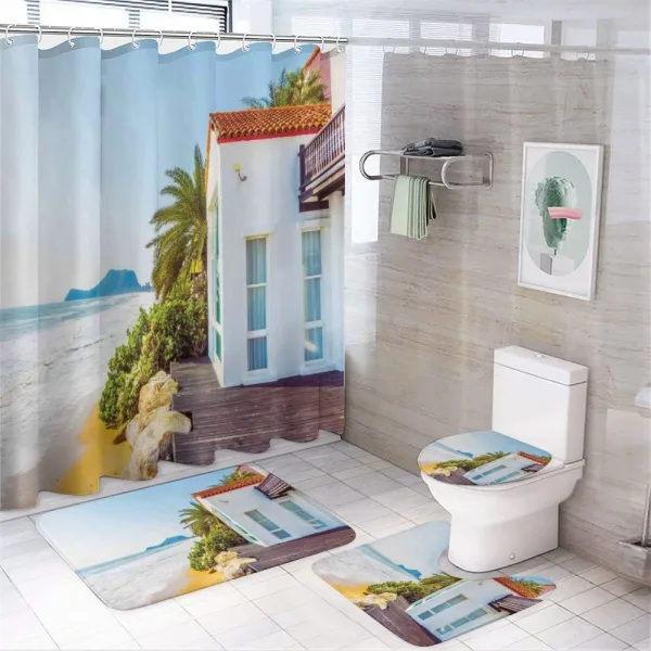 Home Porch View Moroccan on a shower curtain