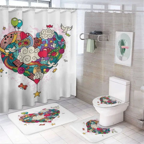 Love Doodle Hearts on a shower curtain