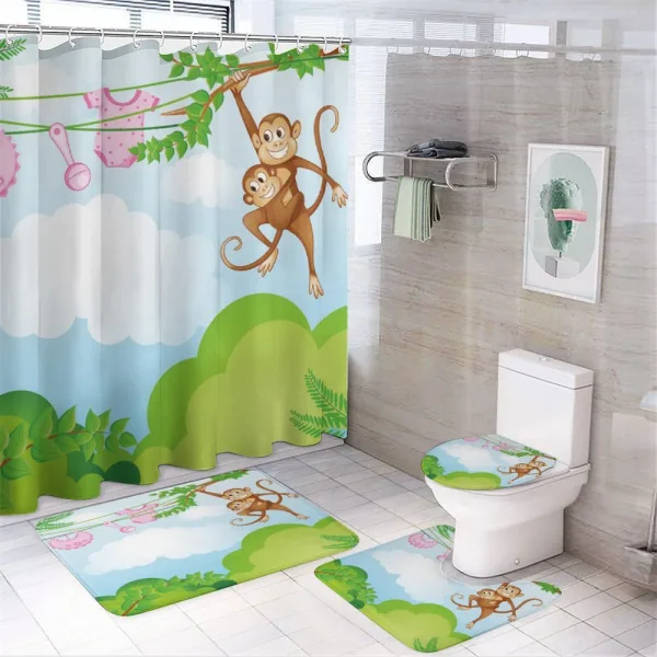 Monkey Swinging Kid on a shower curtain