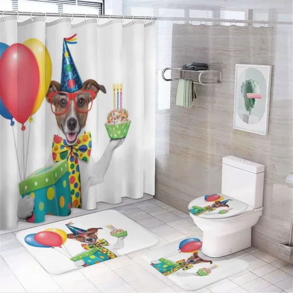 Party Dog and Balloons on a shower curtain
