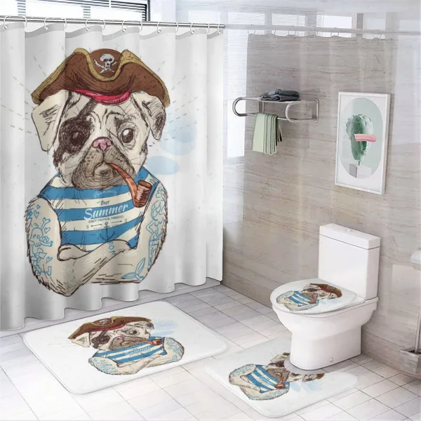 Pirate Dog Conqueror of Sea on a shower curtain
