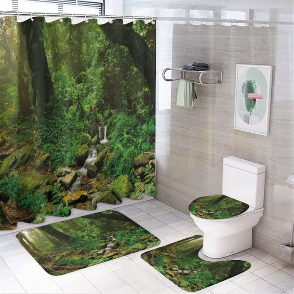 Rainforest Trees Nepal on a shower curtain