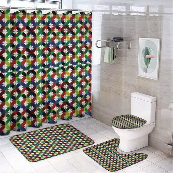 Retro Rainbow Flowers on a shower curtain