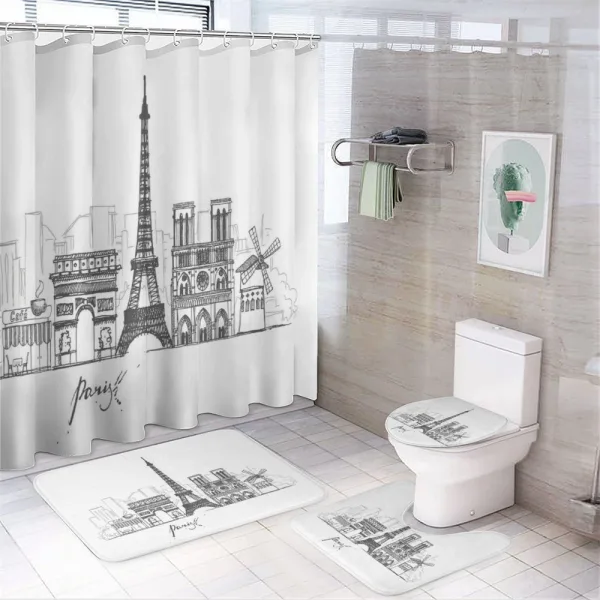 Retro Sketch on a shower curtain