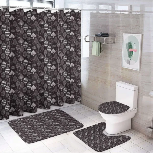 Scribble Leaves Artwork on a shower curtain