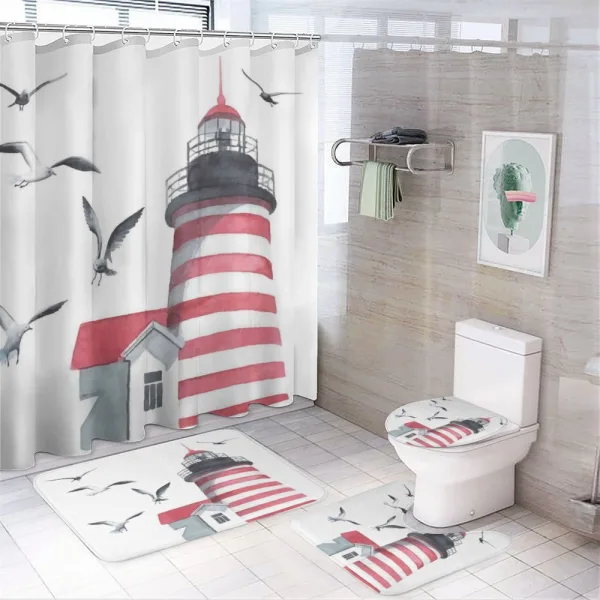 Seagulls Beach Sea on a shower curtain